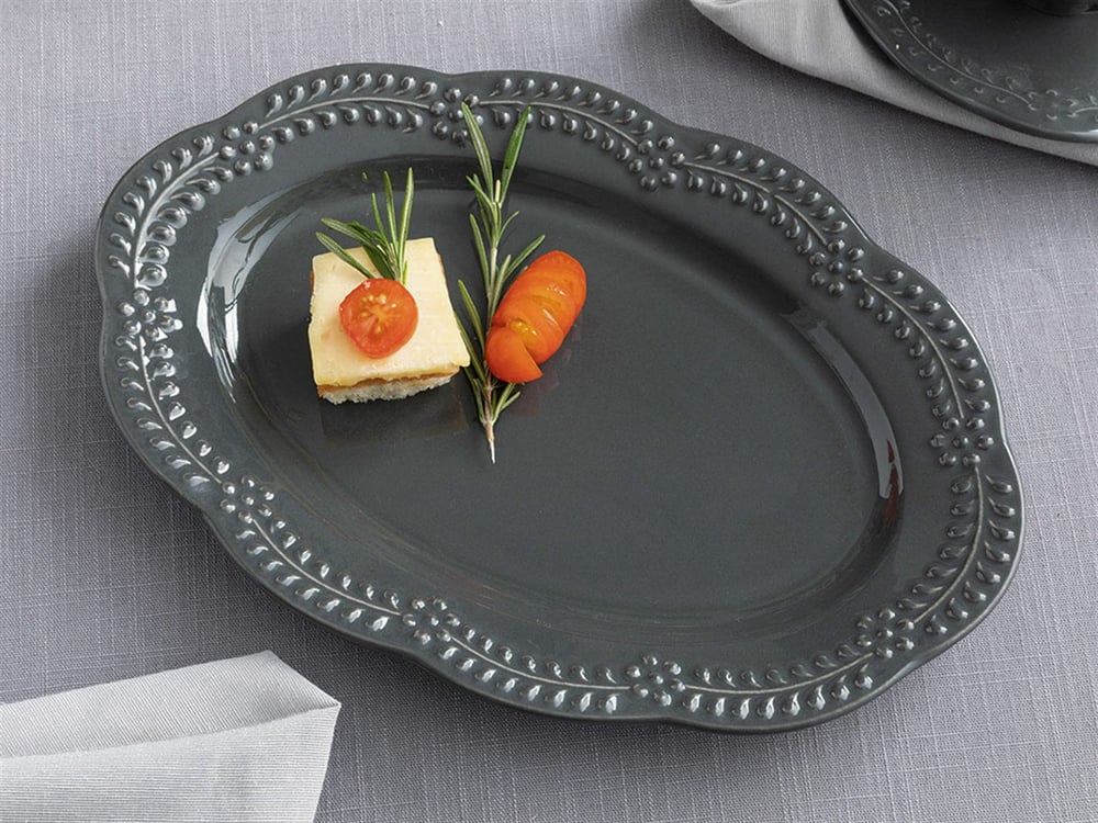 Viyana Porcelain Platter 30 cm Anthracite