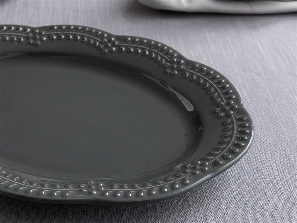 Viyana Porcelain Platter 30 cm Anthracite