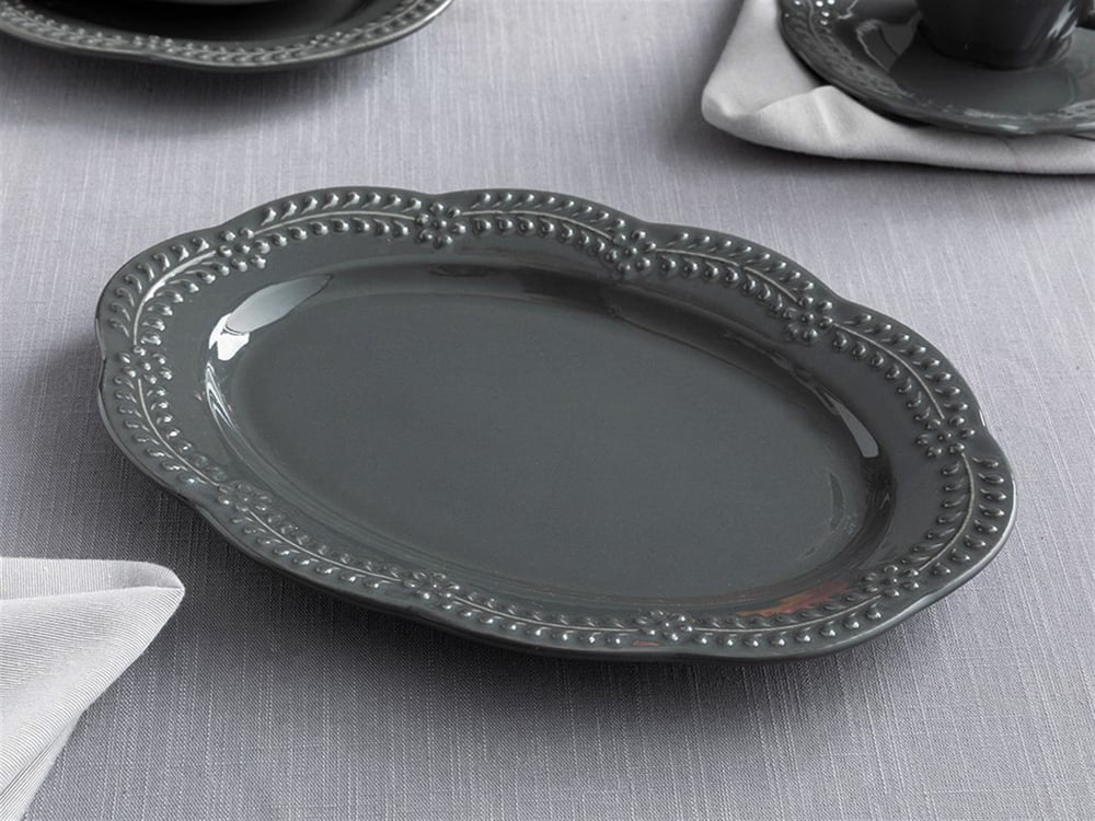 Viyana Porcelain Platter 30 cm Anthracite