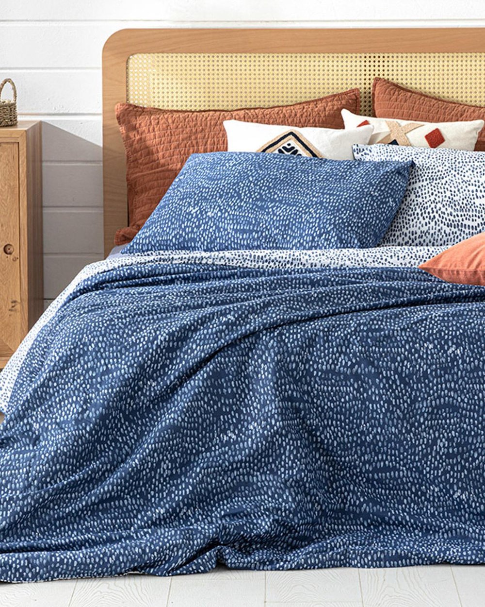 Water Drop Bumbac Single Set Lenjerie De Pat 160x220 cm Indigo