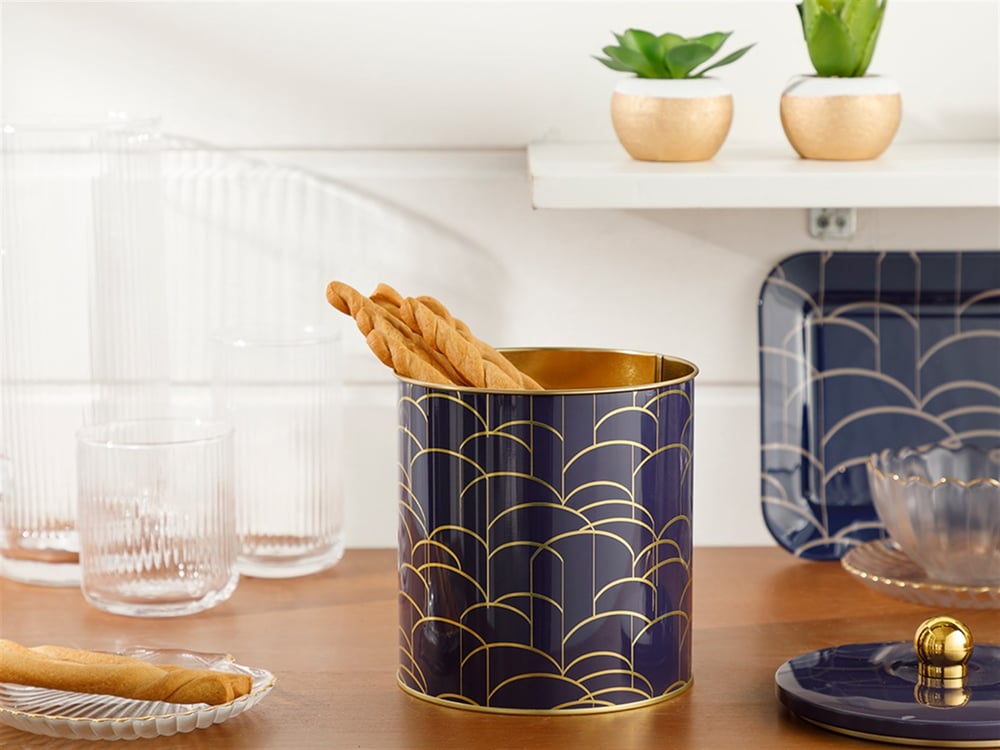 wave Metal Storage Box 14x15 cm Dark Blue