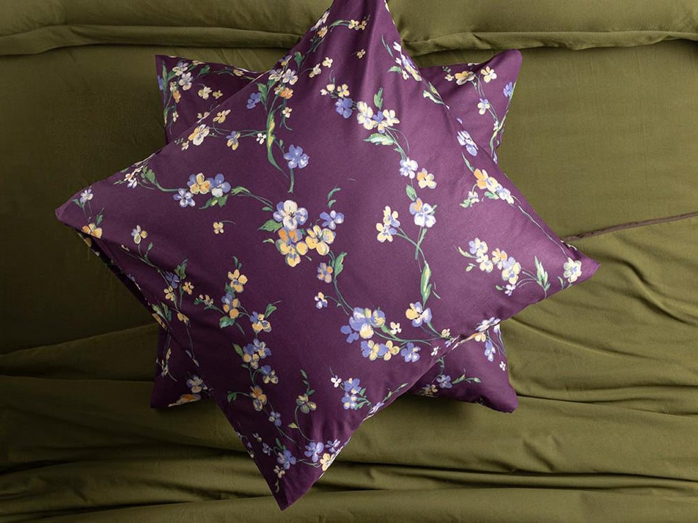 Wild Pansies Cu Bumbac Cu 2 Piese Față De Pernă 65x65 cm mov