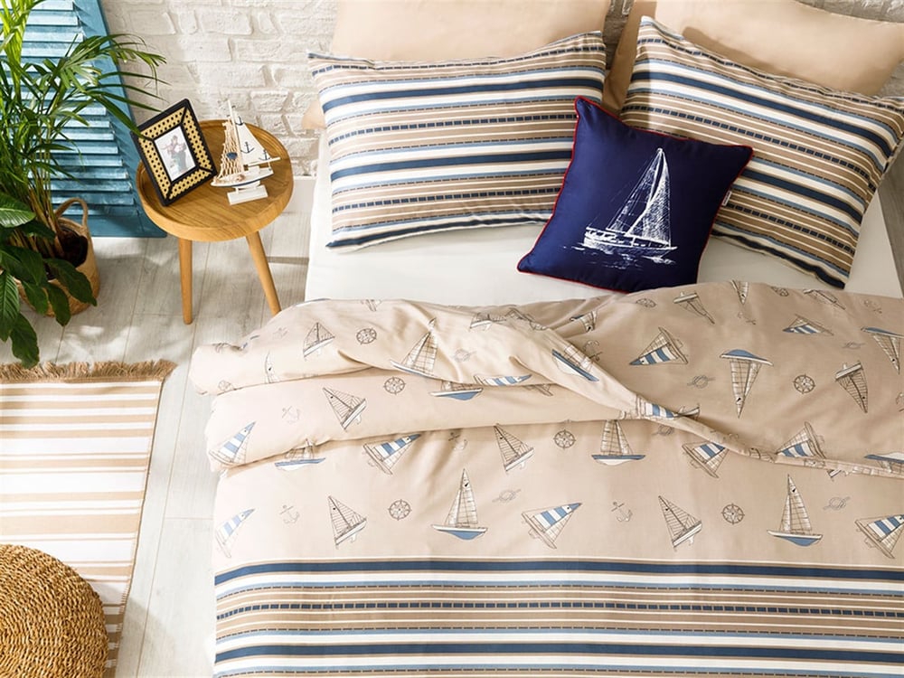 Yatch Marine Bumbac Double Person  SET LENJERIE DE PAT 200x220 cm Beige