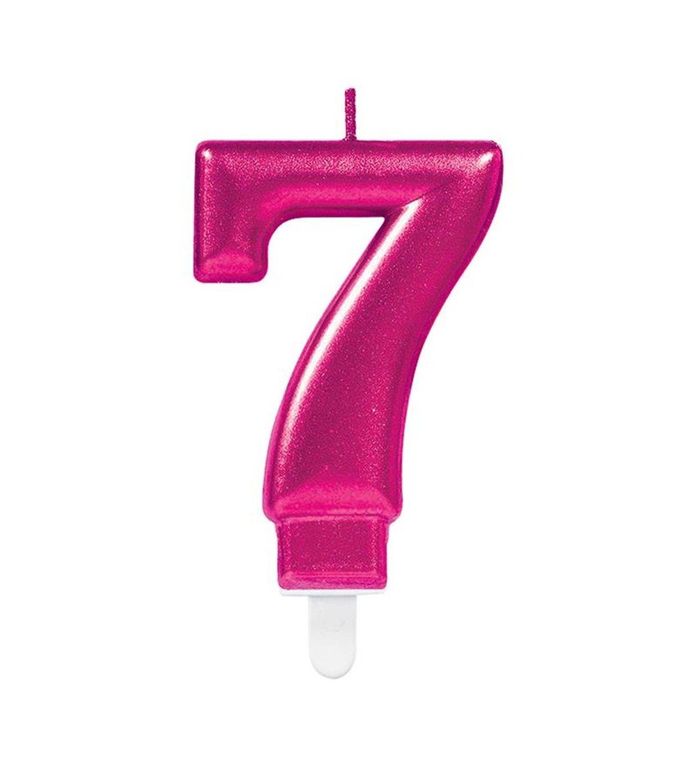  Mum Fuşya Pembe ışıltılı 7 Yaş mumu Koyu Pembe 8cm büyük doğum günü mumu  