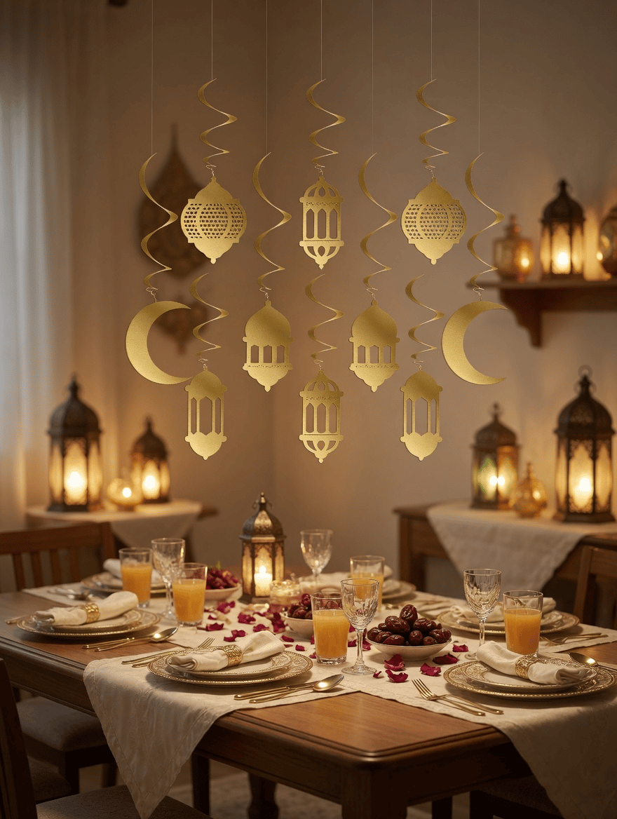 10'lu Ramazan Süs Sarkıt - 3D Gold Tavan Süsü Organizasyon Dekoru