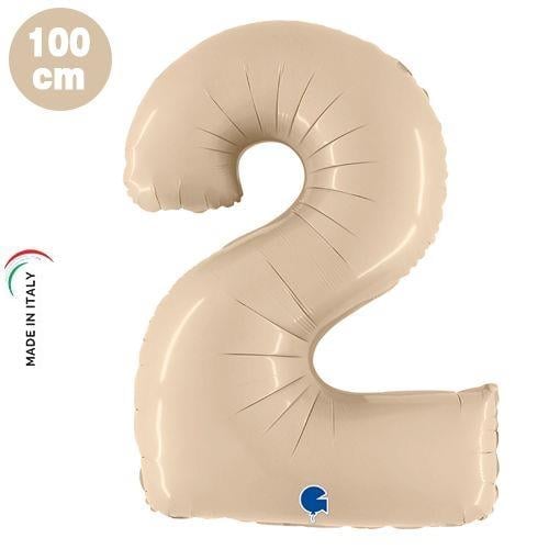 2 Rakam Folyo Balon Krem Satin 40Inc 100cm