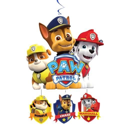 Asmalı tavan sarkıt süsü büyük1 li PAW PATROL70*28 3 sarkıtlı helezon doğum günü süsü