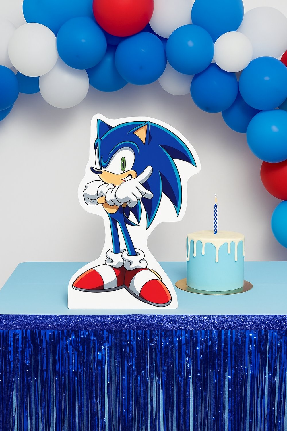 Ayaklı pano Sonic Boom 33X24 cm Mavi Kirpi Doğum Günü Masa Dekoru Çocuk Odası Süsü