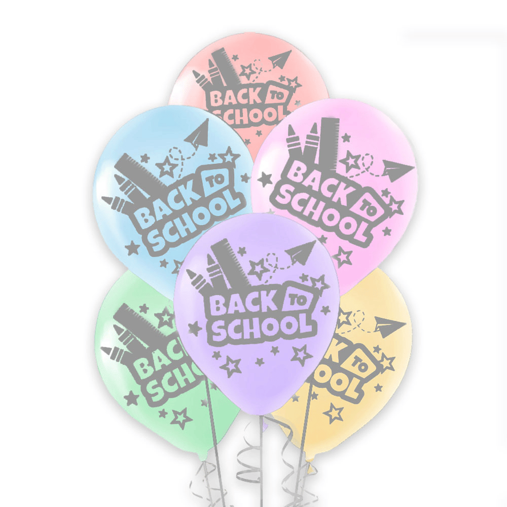 Balon Seti  Okulda İlk Günüm ve Back to School yazılı Makaron Çift Taraflı Bakılı 6 lı Okul Süsleme Balonları