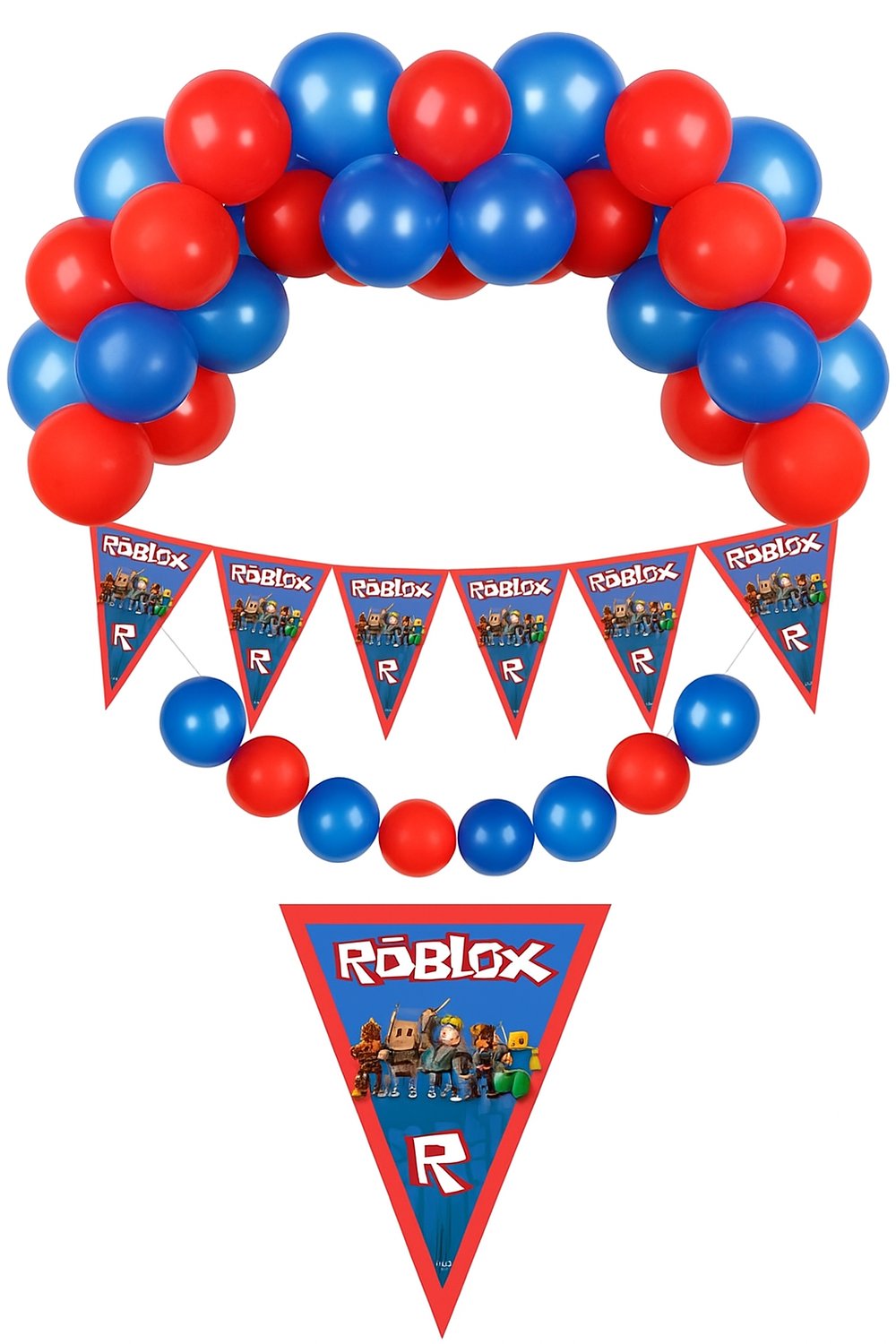 Bayrak Roblox Flama Üçgen Kırlangıç Bayrak 2m uzunluk Kalın Karton Doğum Günü Dekor Süsü