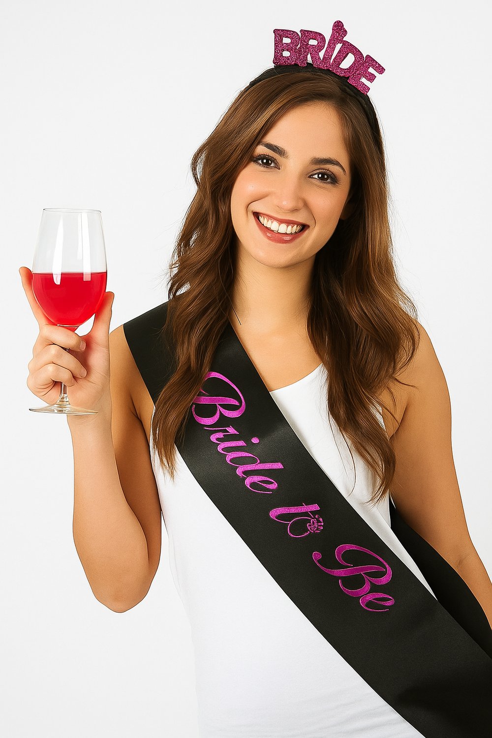 Bride To Be Bekarlığa Veda Kuşak Siyah Saten üstüne Fuşya pembe renkli parti kuşağı