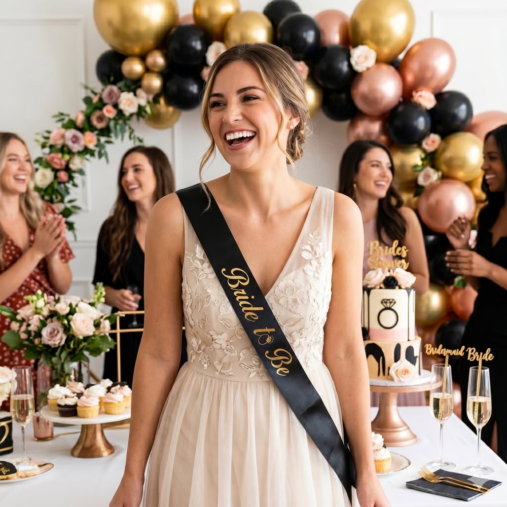 Bride To Be Kuşak Siyah Altın