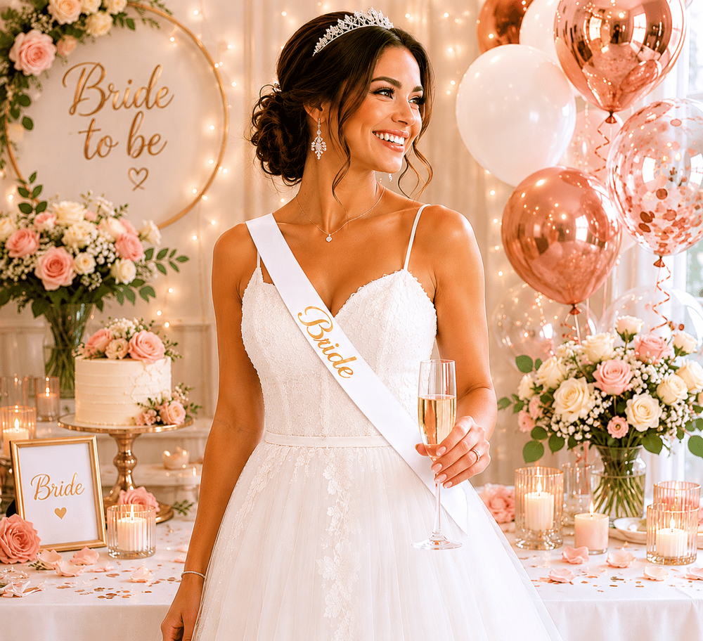 Bride yazılı Kuşak Beyaz üstü Altın yaldızlı