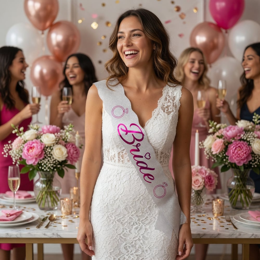 Bride yazılı parlak FUŞYAvarak baskılı kağıt kuşak