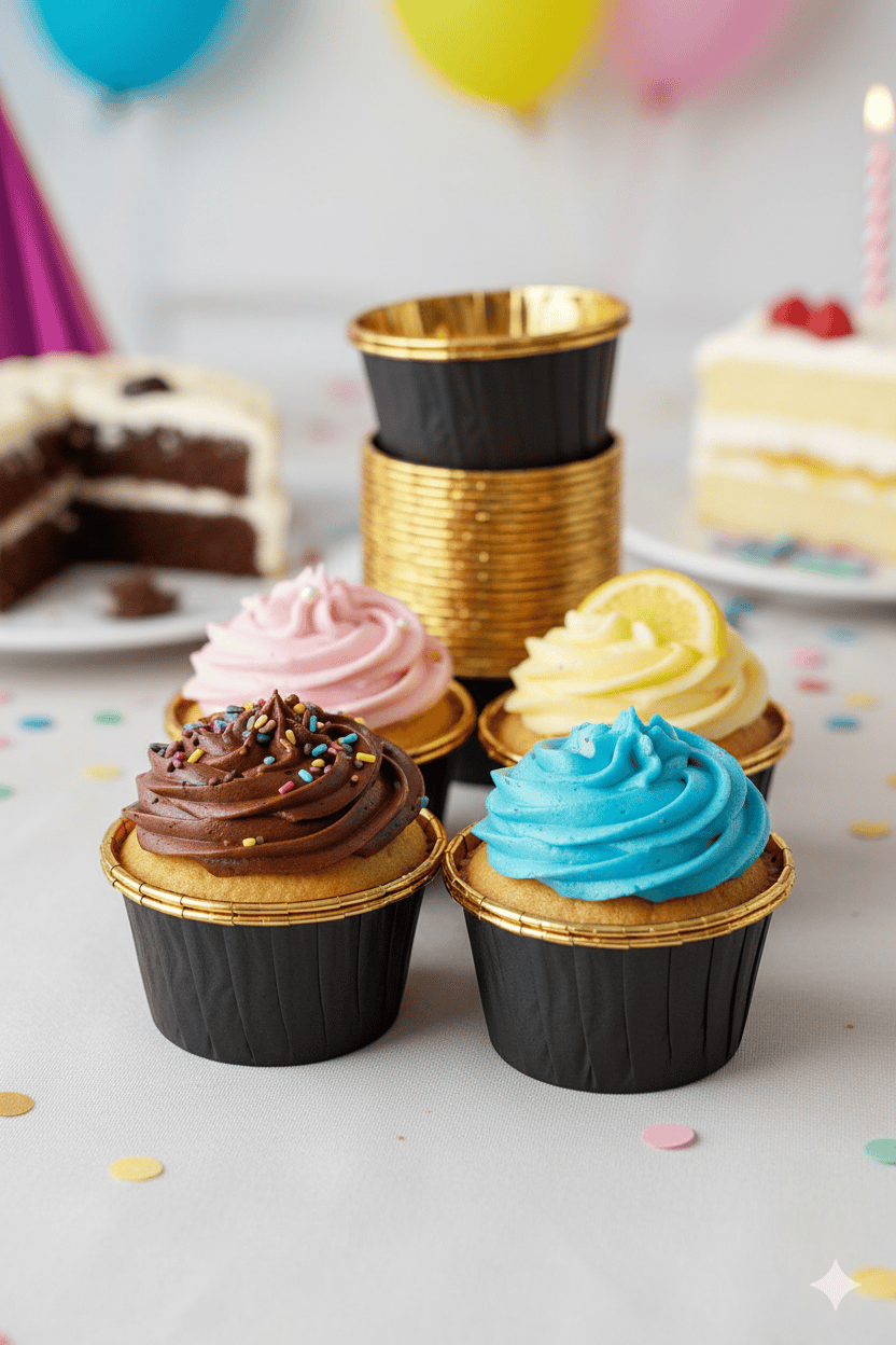 Cupcake Kapsülü Siyah içi gold Metalize 25li
