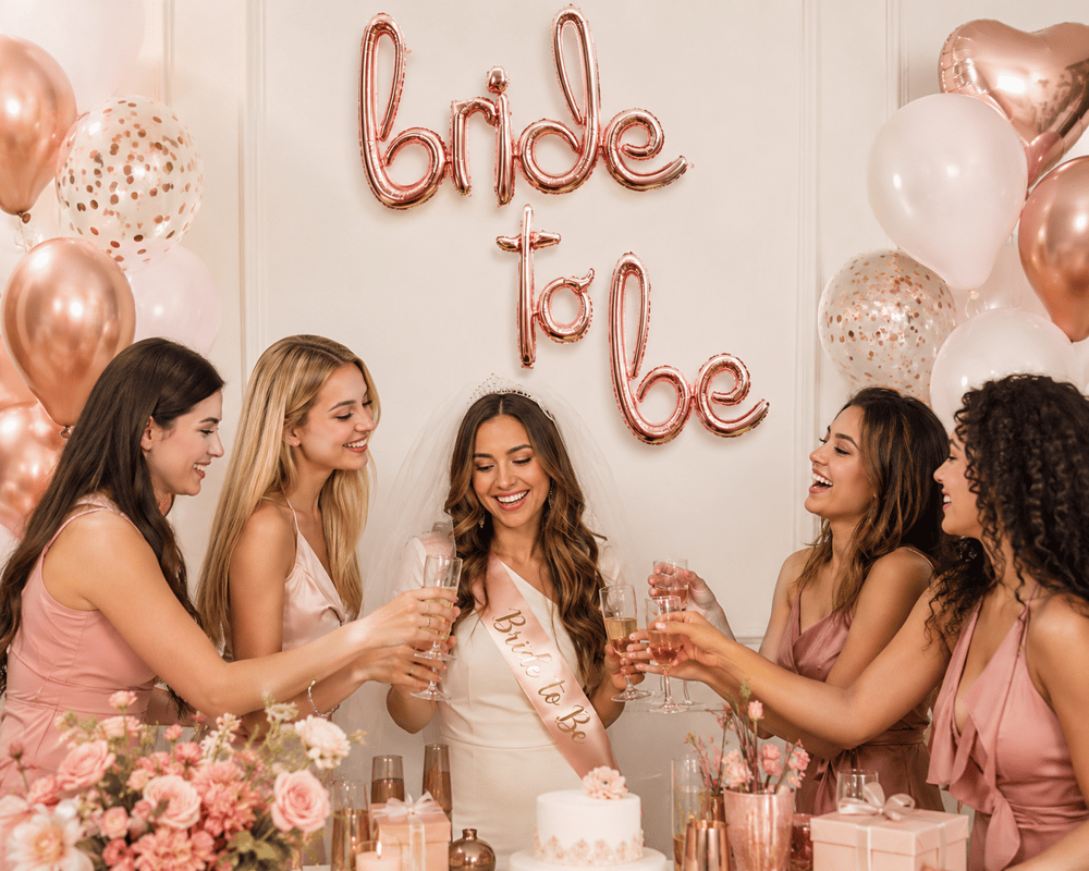 Folyo Balon Bride To Be El Yazı ile Yazılı Rose gold Bride104x41- To 44x17- Be46x18cm Paket 