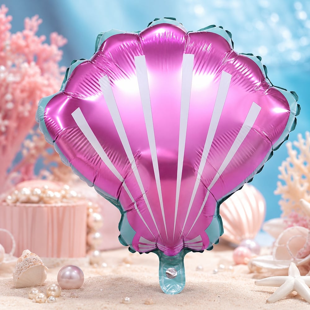 Folyo Balon deniz kabuğu lila pembe 52x54cm