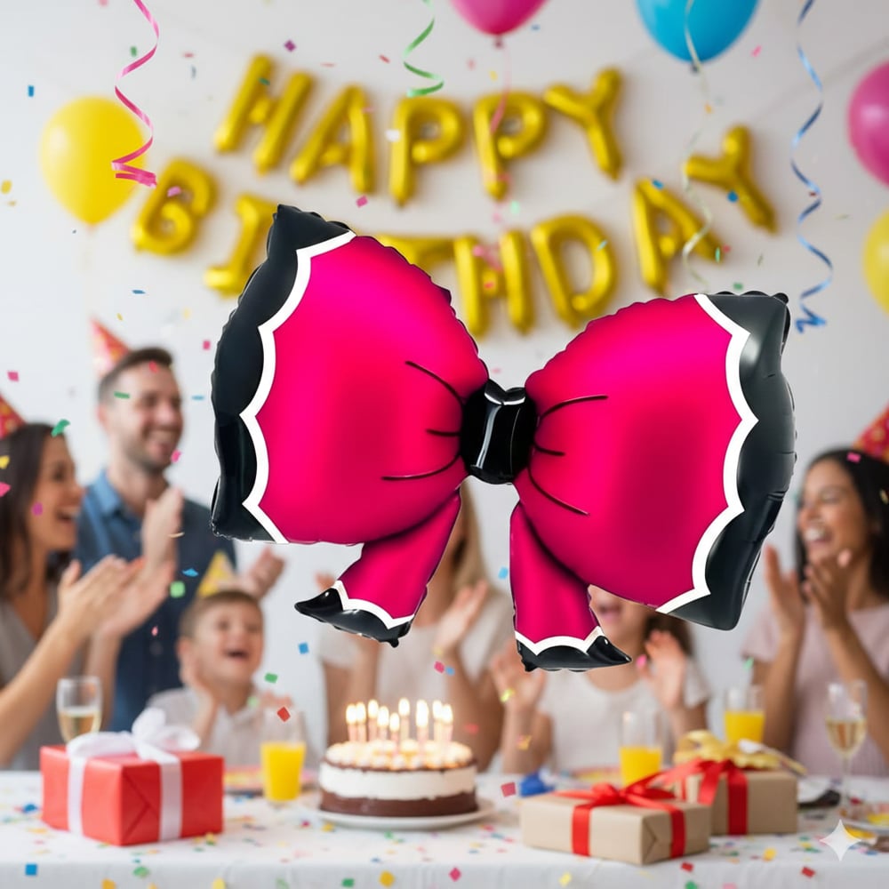 Folyo Balon Fuşya Bowtie Fiyonk  92*58 cm
