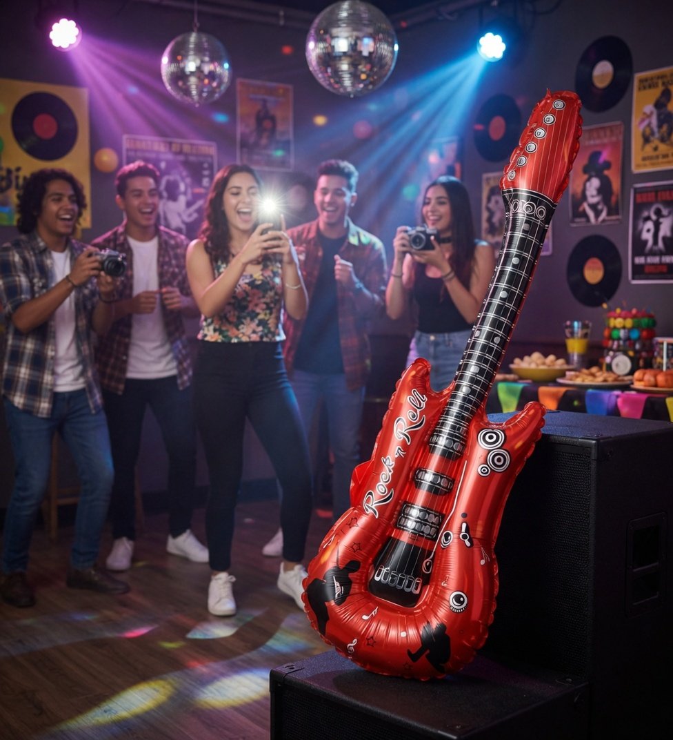 Folyo Balon Kırmızı Gitar Şekilli Folyo Balon 82*29 cm