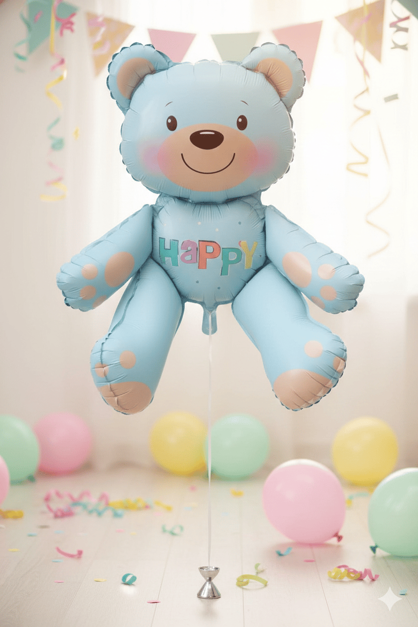 Folyo Balon Oturan Ayı MAVİ Folyo Balon 51*54 cm