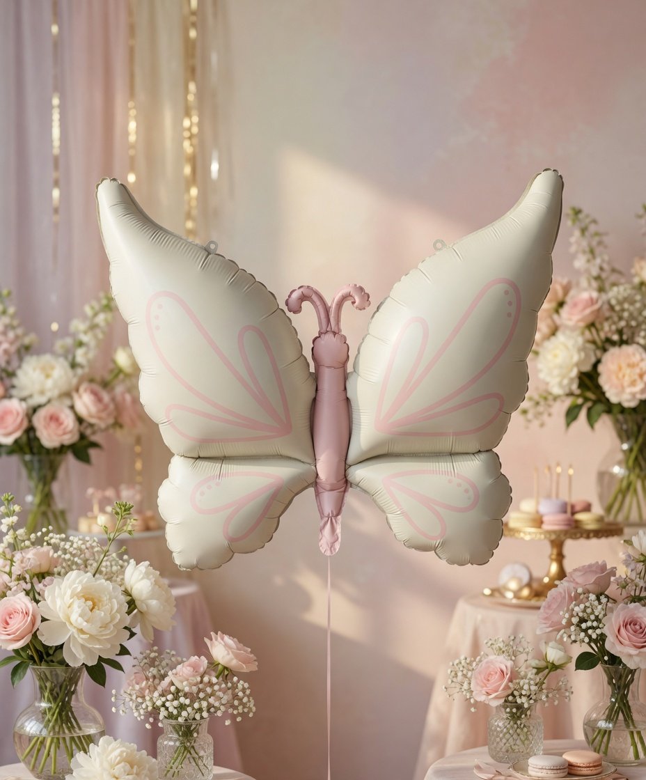 Folyo Balon Retro Beyaz Kelebek 73,5-94 cm