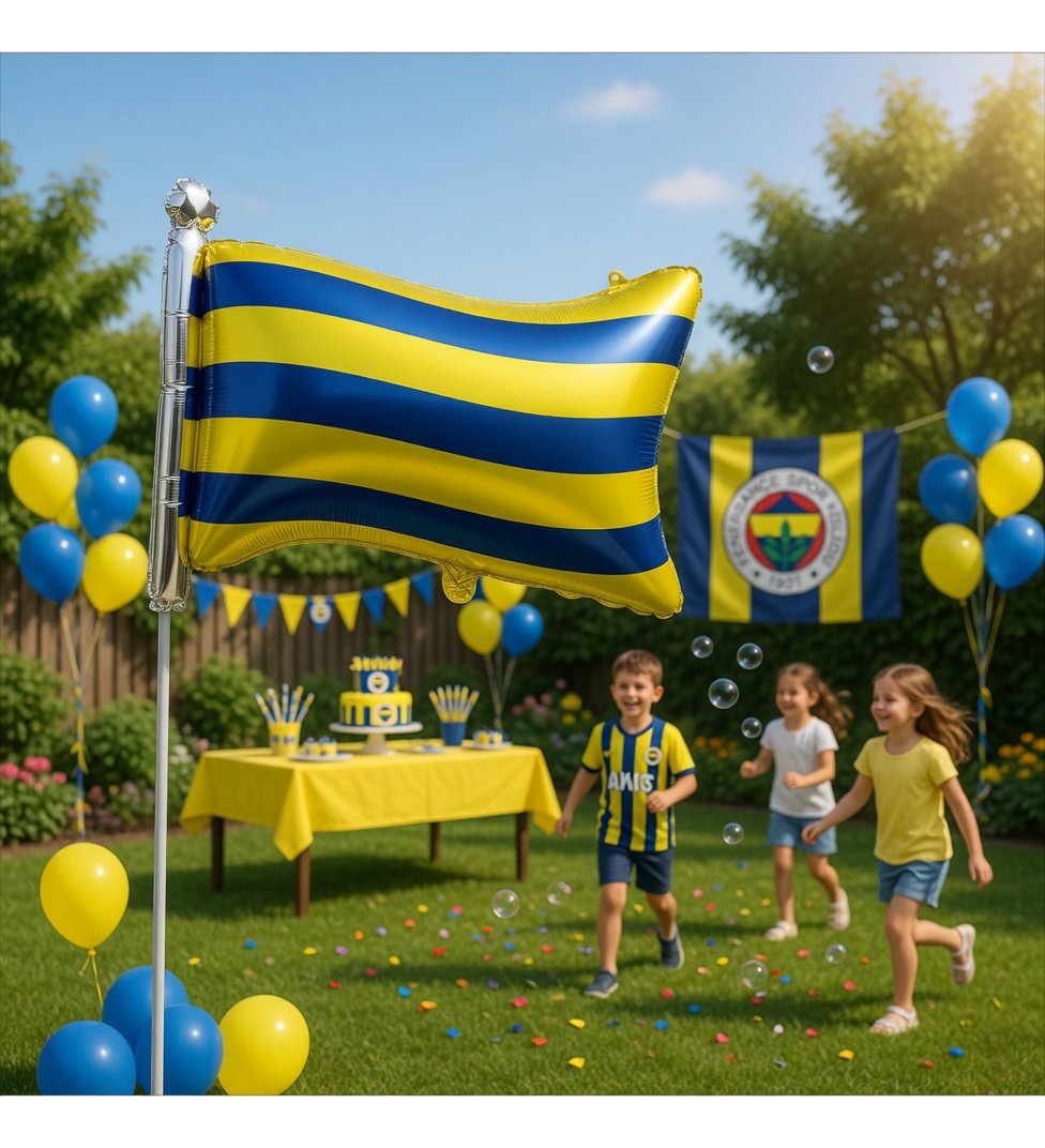 Folyo Balon Sarı Lacivert Bayrak 71-50 cm fener