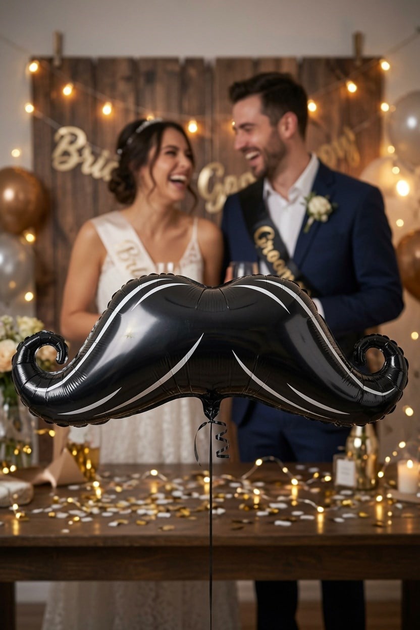 Folyo Balon Siyah Bıyık Model 40inç 45*98  bride-bekarlığa veda