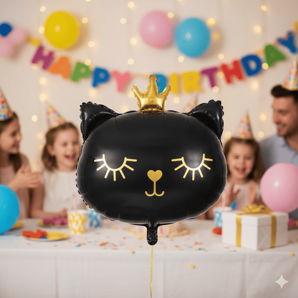 Folyo Balon SİYAH KEDİ KAFASI taçlı GRABO 66CM