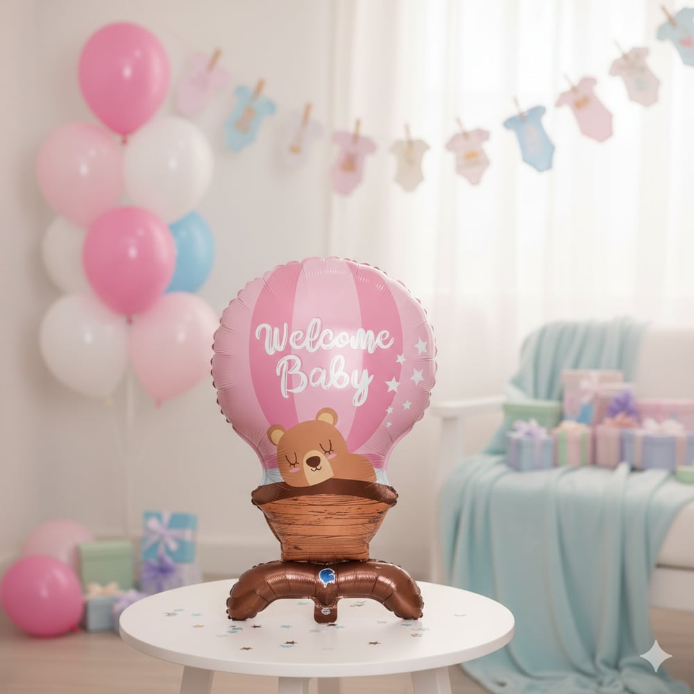 Folyo Balon Welcome baby hoşgeldin bebe pembe ayak