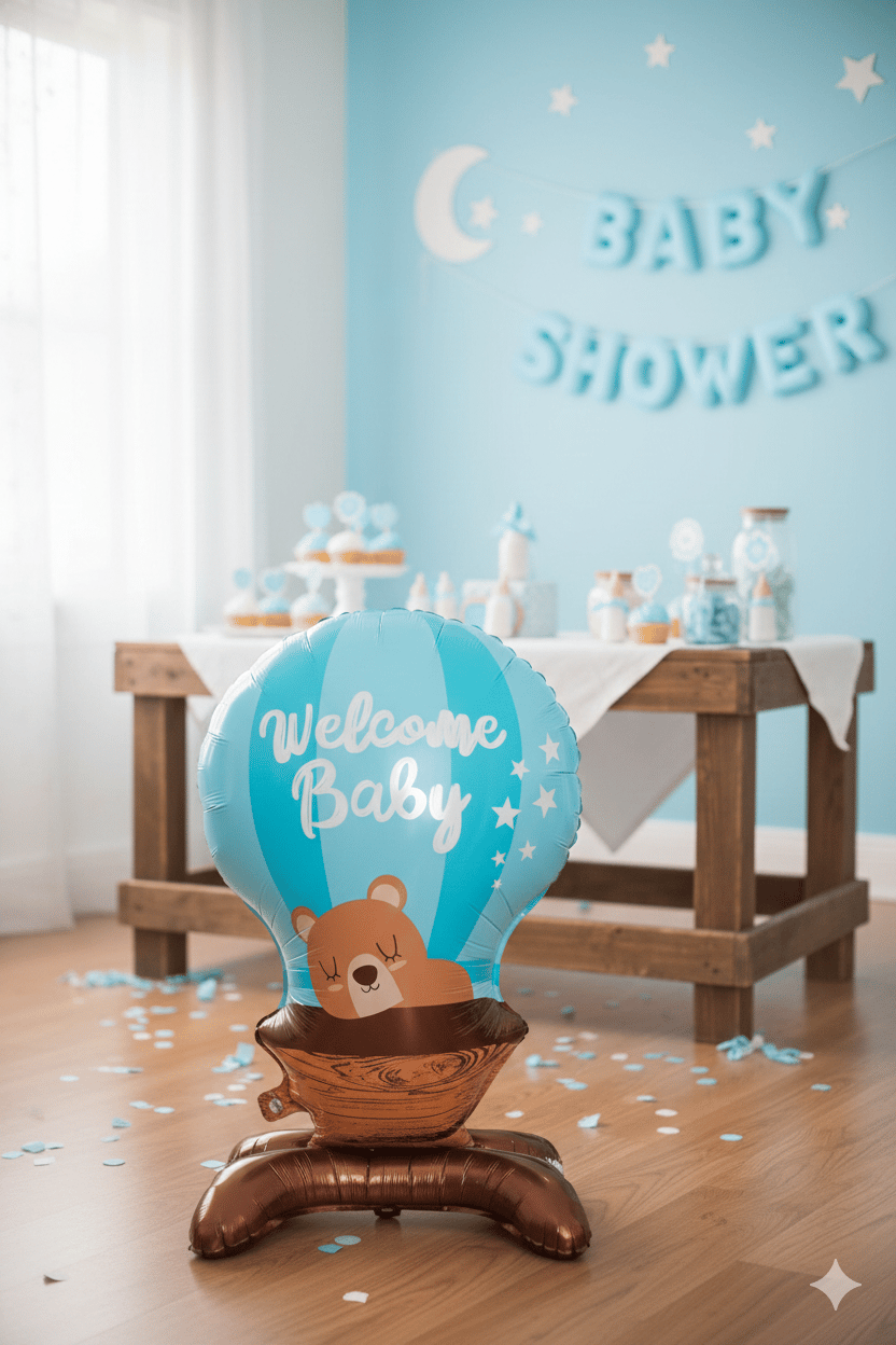 Folyo Balon Welcome baby hoşgeldin bebe MAVİ ayak