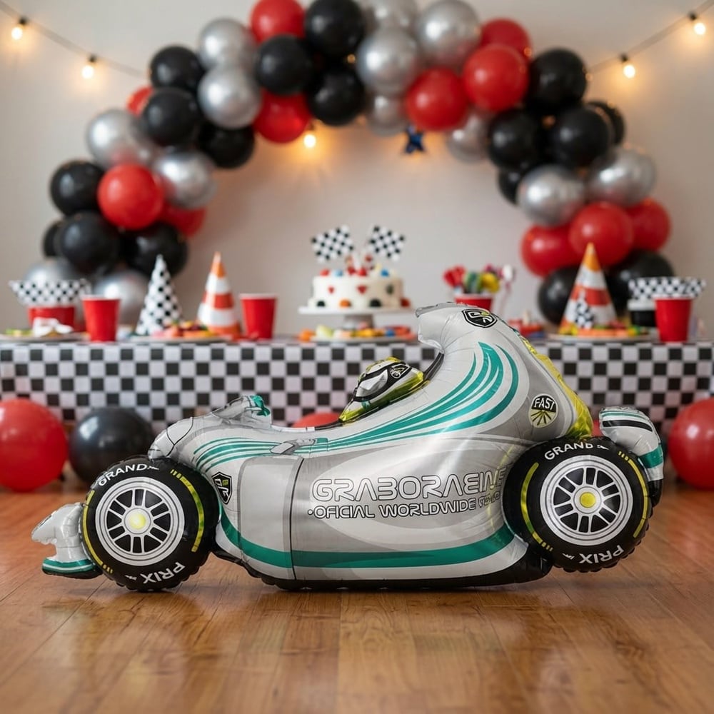 Folyo Balon -Yarış Arabası-52 cm x 110 cm gri