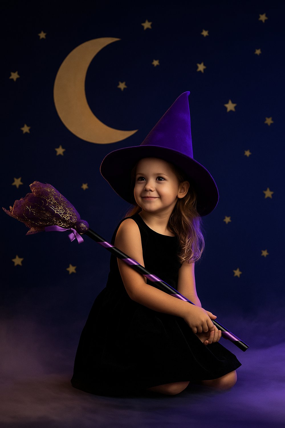 Halloween Cadılar Bayramı Cadı Süpürgesi Tüllü Mor 90 cm Geçmeli Sopalı