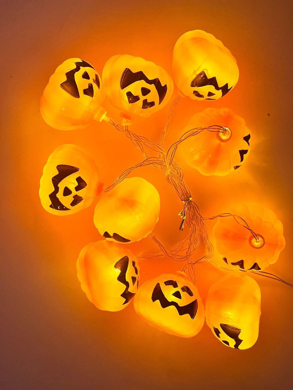Halloween Cadılar Bayramı Işık Led Bal Kabağı Figür 2m 6cm 10lu pilli Süsleme Dekoru