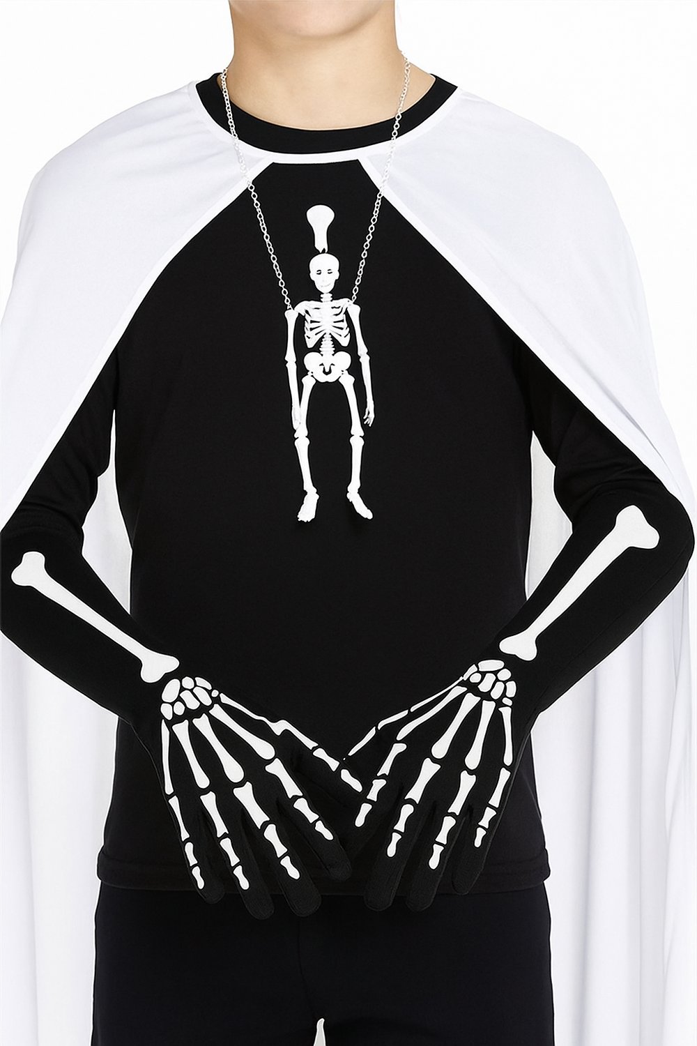 Halloween Cadılar Bayramı İskelet Dekorlu Eldiven Pari Korku Kostümü