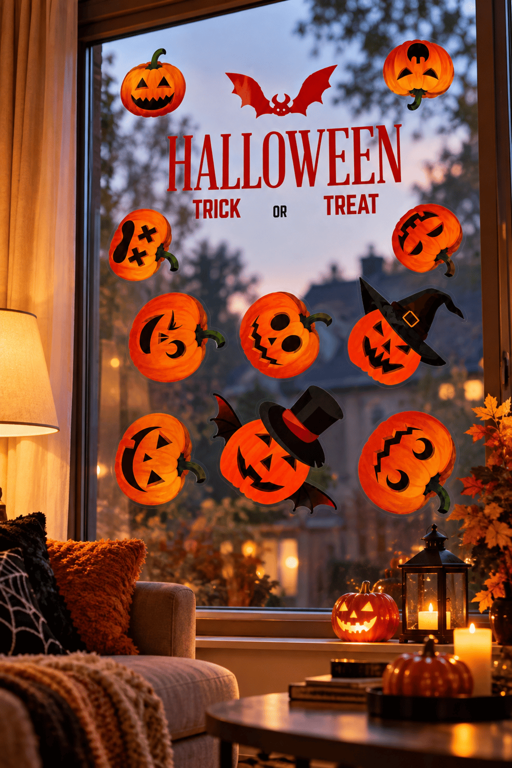 Halloween Cam Sticker Kabak Desenli Cadılar Bayramı
