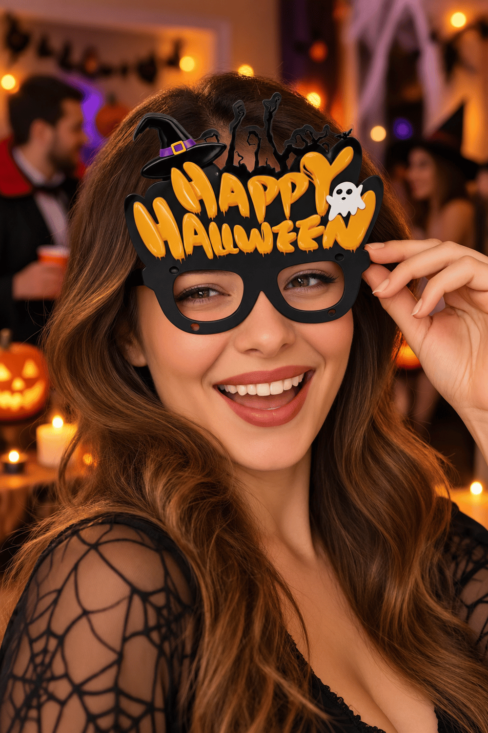 Halloween Gözlük PVC Kaplı Gözlük Cadı Şapkalı Model