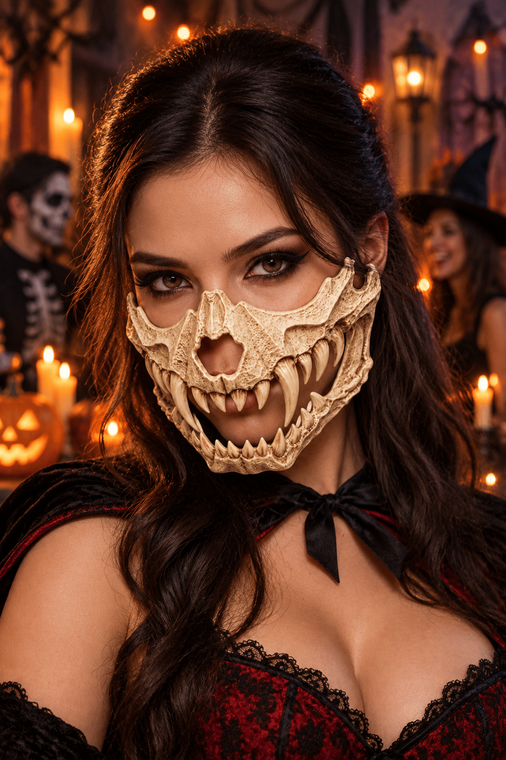 Halloween Korku Maskesi Dişli Canavar Ağız Maskesi Cosplay Parti Maskesi 17 cm