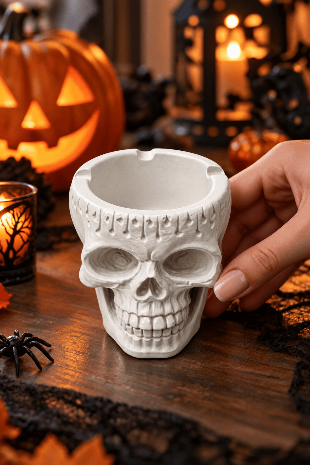 Halloween Kuru Kafa Kül Tablası  Cadılar Bayramı 8,5 CM