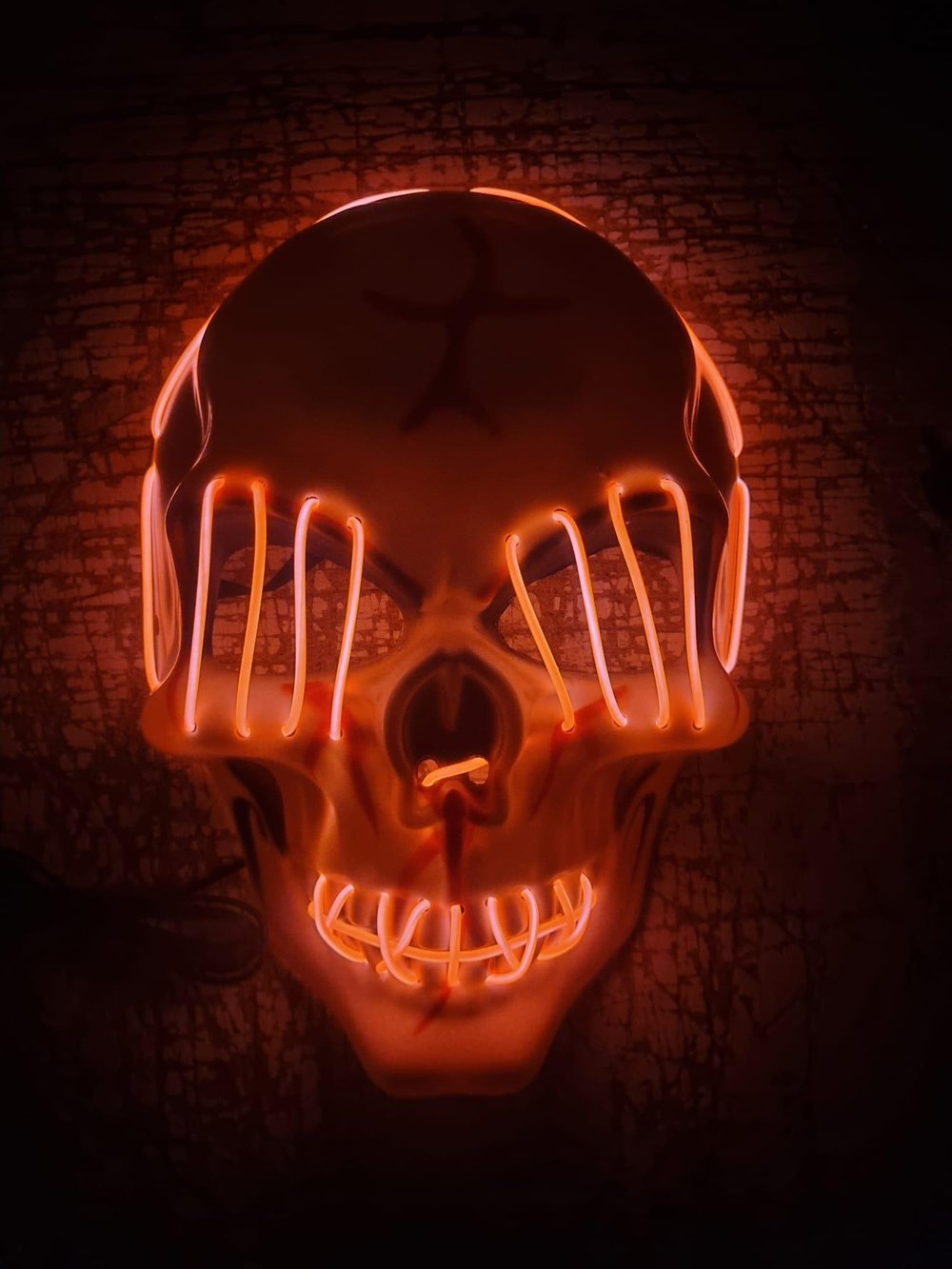 Halloween Maske Kuru kafa Işıklı Fosforlu Turuncu