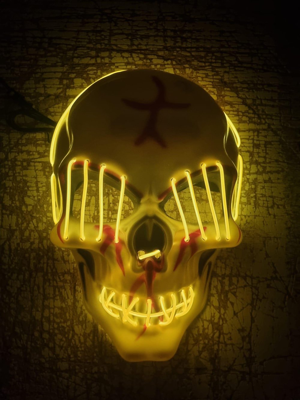 Halloween Maske Kuru kafa Işıklı Sarı Teller
