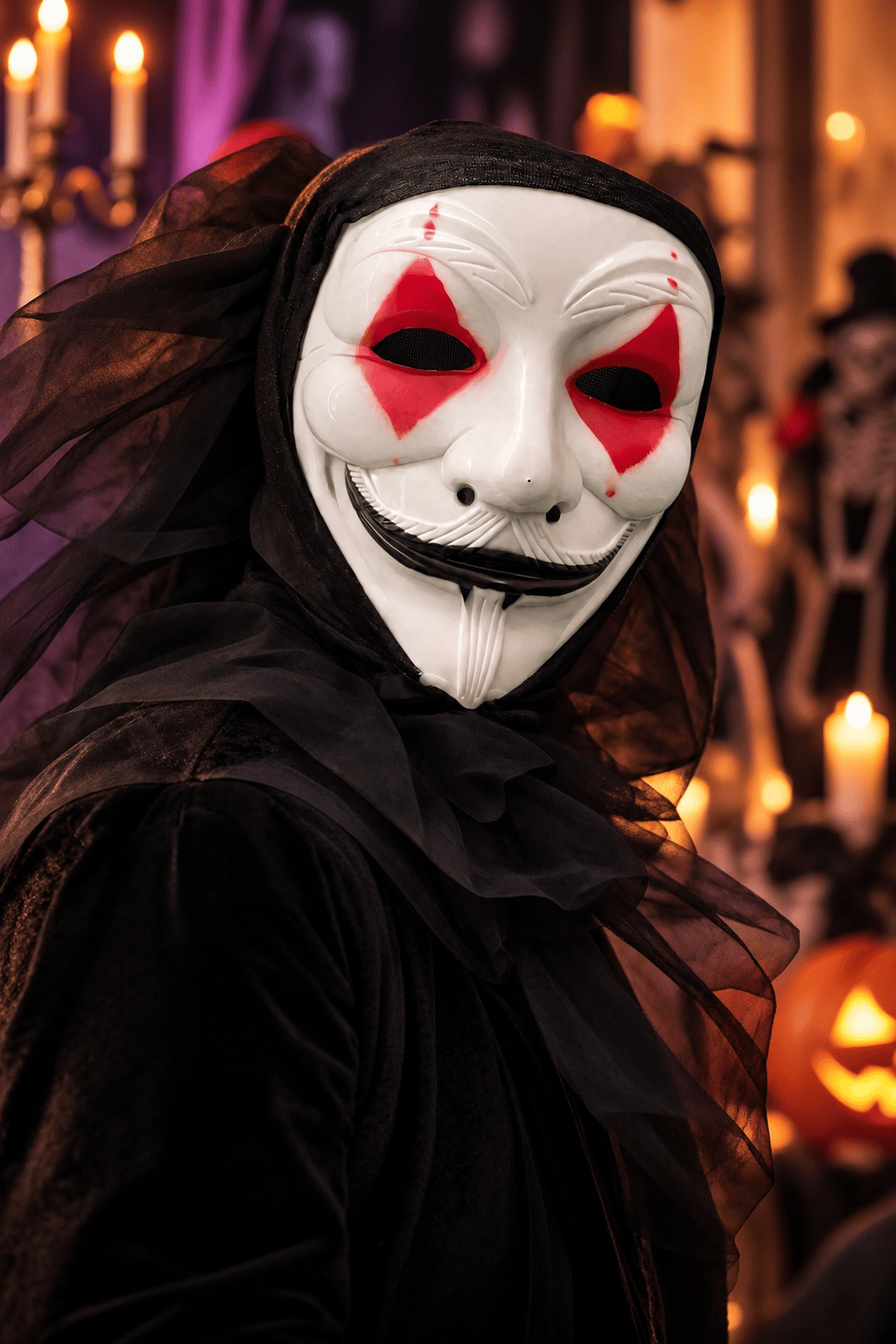Halloween Maske V For Vandetta Maskesi Vendetta Maske Yılbaşı Halloween Cadılar arkası tüllü