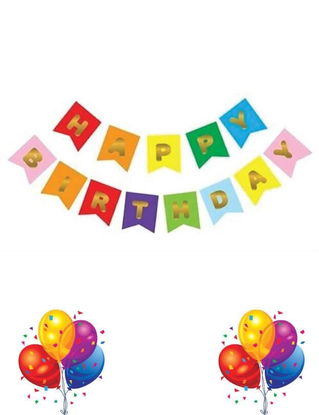Happy Birthday Banner Rengarenk Zemin üstüne yazısı Gold-altın Varaklı Lüks Karton Doğum Günü Yazısı Flama