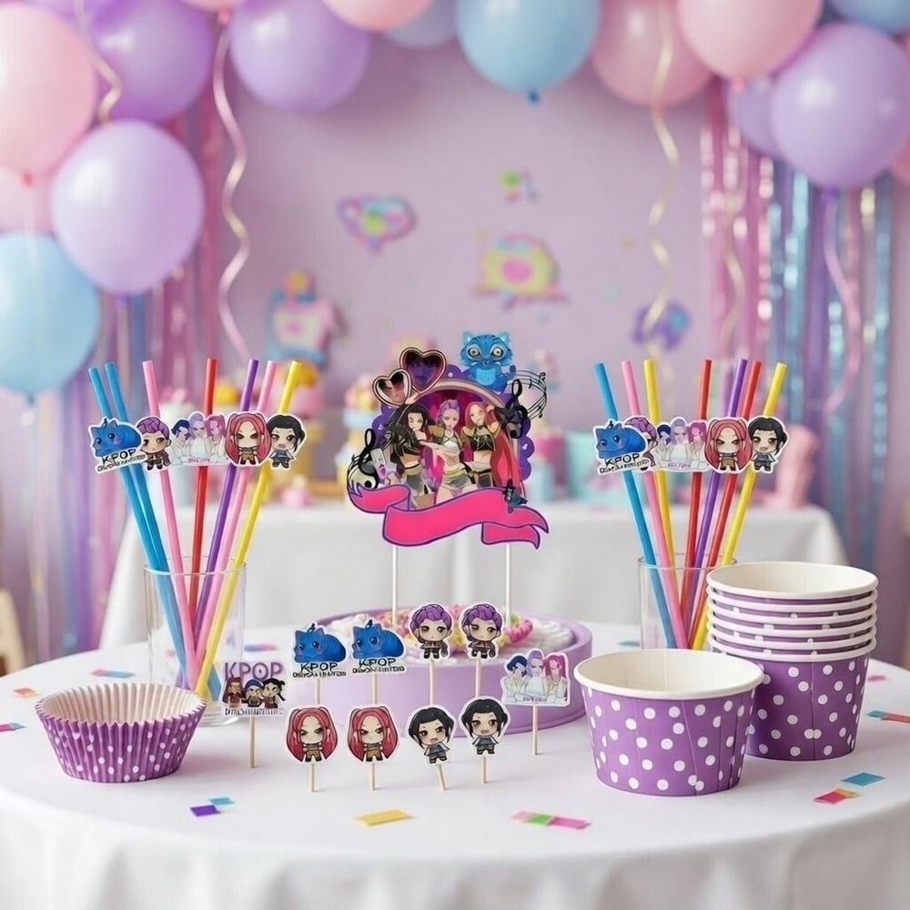 Huntrix K-Pop Demon Hunter Parti Seti Cupcake Pasta Süsü Dekor