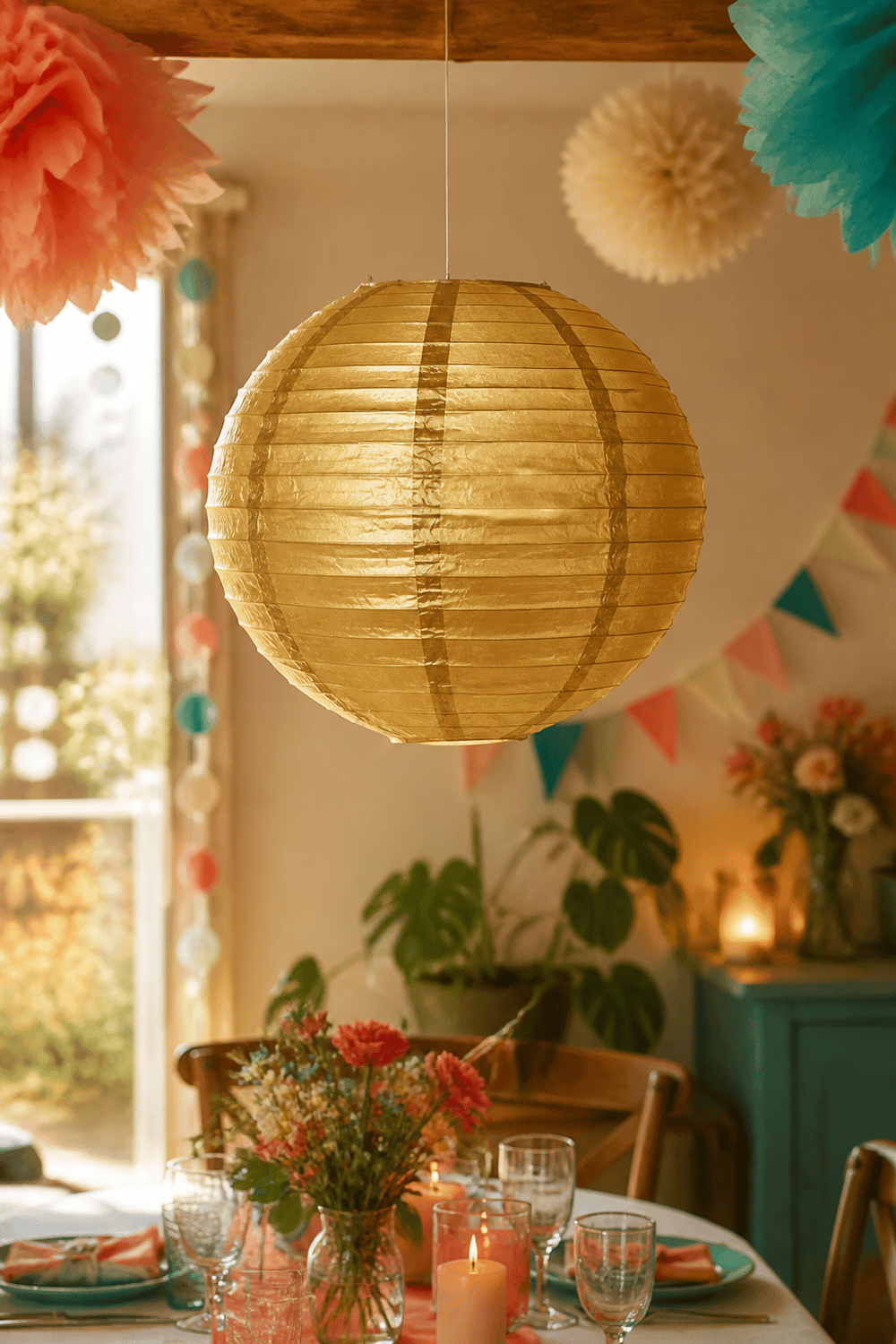 Japon Feneri Metalik gold  30cm