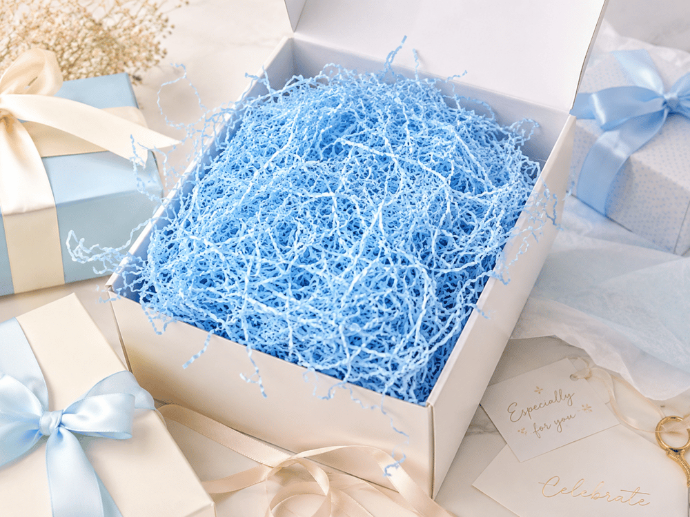 Kırpıntı kağıt hediye paketleme süsü 50gr.MAVİ İNCE