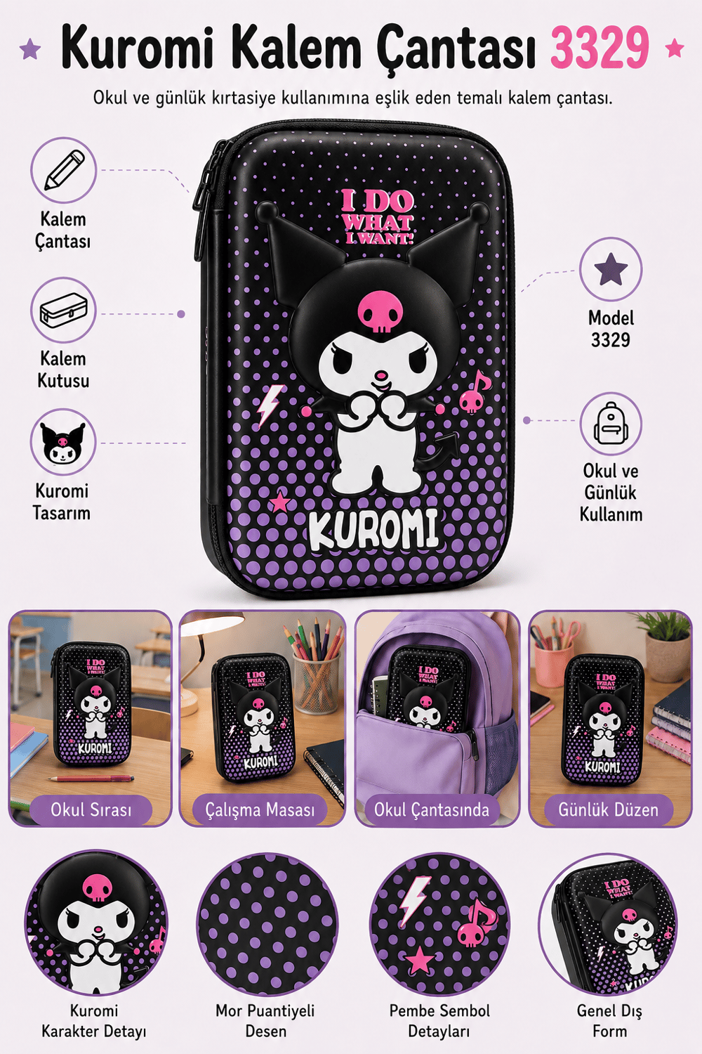 Kuromi Kalem Çantası 3329