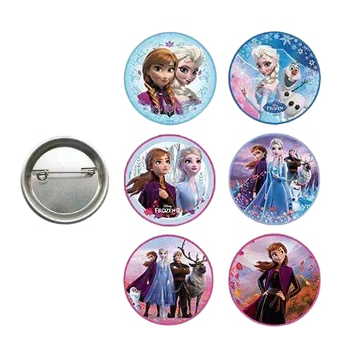 Lisanslı Yaka çanta metal rozeti Frozen-Elsa-Anna 6lı paket Pinyata İçi Doğum Günü Hediyesi