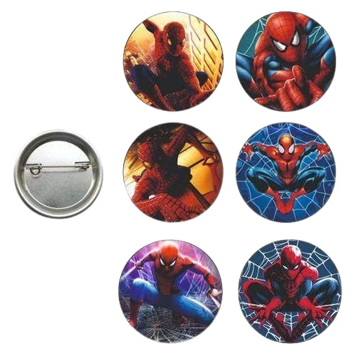 Lisanslı Yaka çanta rozeti Spiderman-Örümcek Adam 6lı Paket Pinyata İçi Küçük Hediyelikler