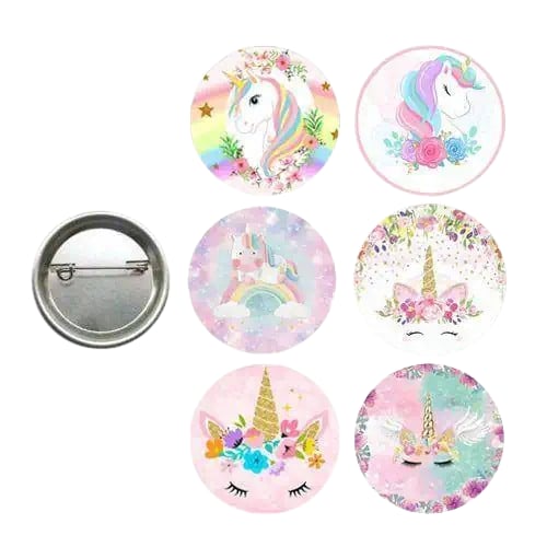 Lisanslı Yaka çanta rozeti Unicorn 6lı Paket Pinyata İçi Küçük Hediyelikler