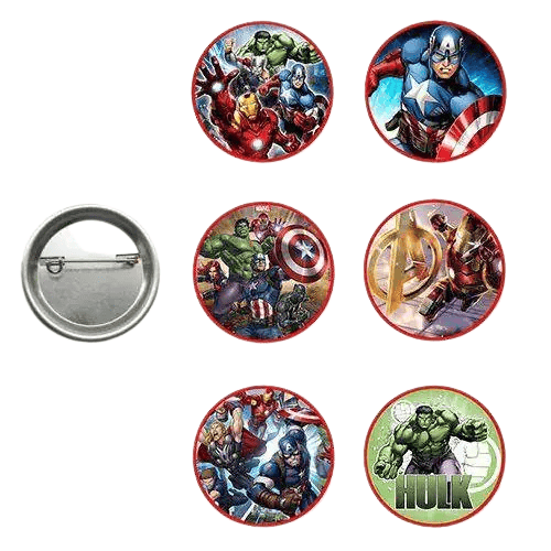 Lisanslı Yaka çanta rozeti  Yenilmezler Avengers 6lı Paket Pinyata İçi Küçük Hediyelikler